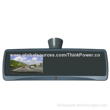 Car GPS Rearview Mirror DVR/Dual-camera, Full Supports SMS Query and Control Operating
